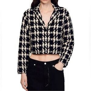 Sandro Bree Jacquard Houndstooth Short Coat